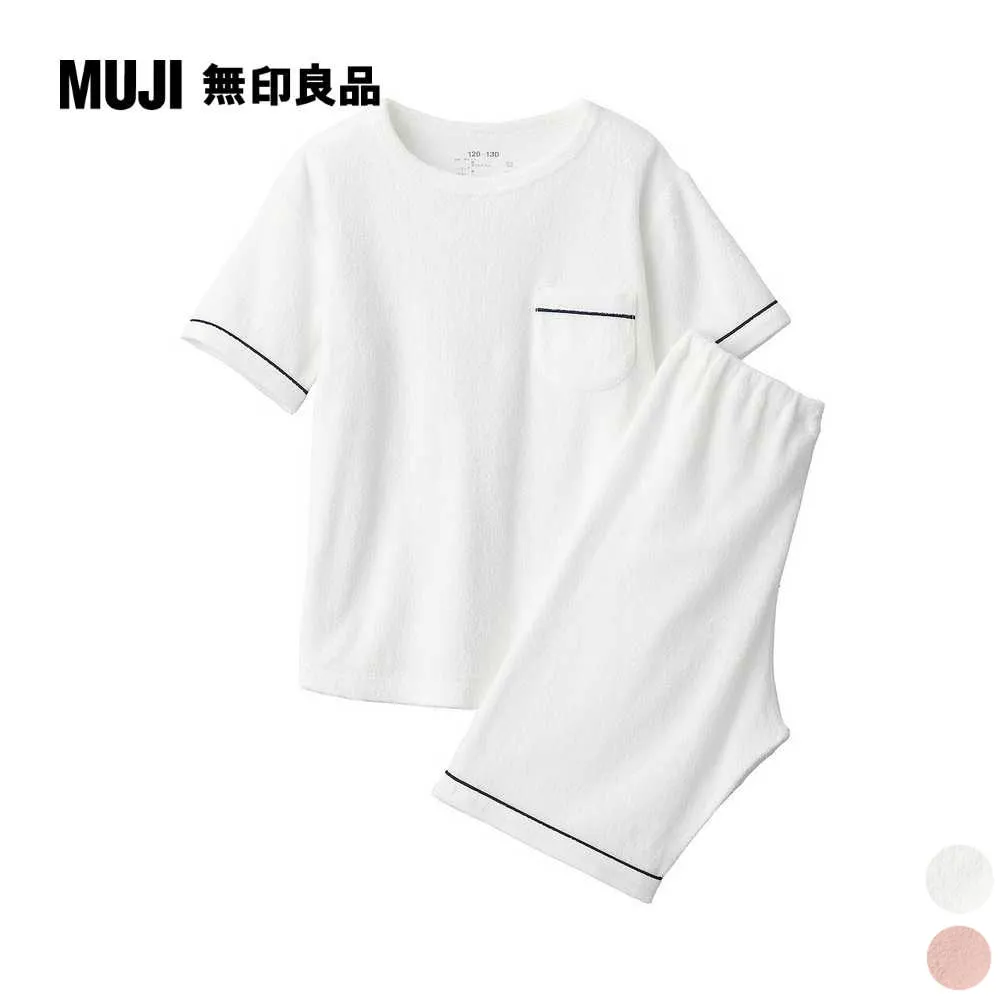 兒童棉混雙面圈絨毛巾布短袖家居睡衣【MUJI 無印良品】 歷史價格詳細信息