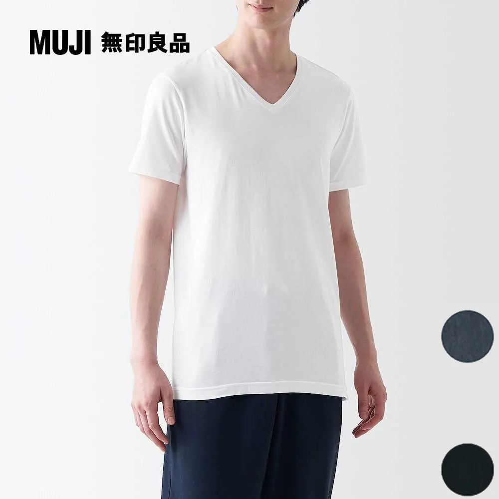 男棉混保暖V領長袖T恤【MUJI 無印良品】 歷史價格詳細信息
