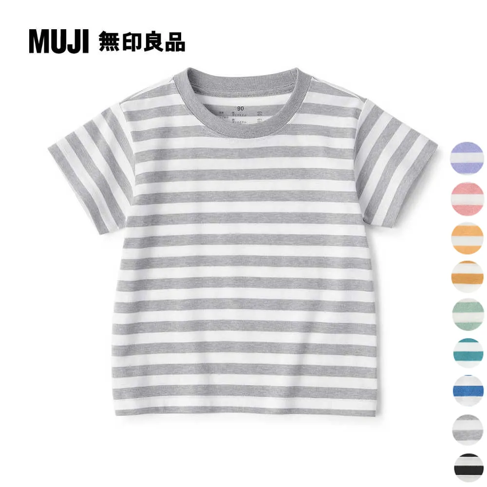 幼兒棉混聚酯纖維圓領長袖T恤【MUJI 無印良品】 歷史價格詳細信息