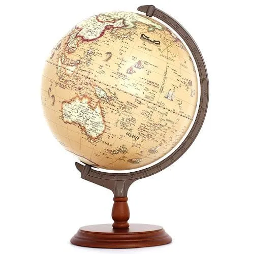 【SkyGlobe 】12吋古典仿古木質地球儀(中英文對照)(附燈) 歷史價格詳細信息