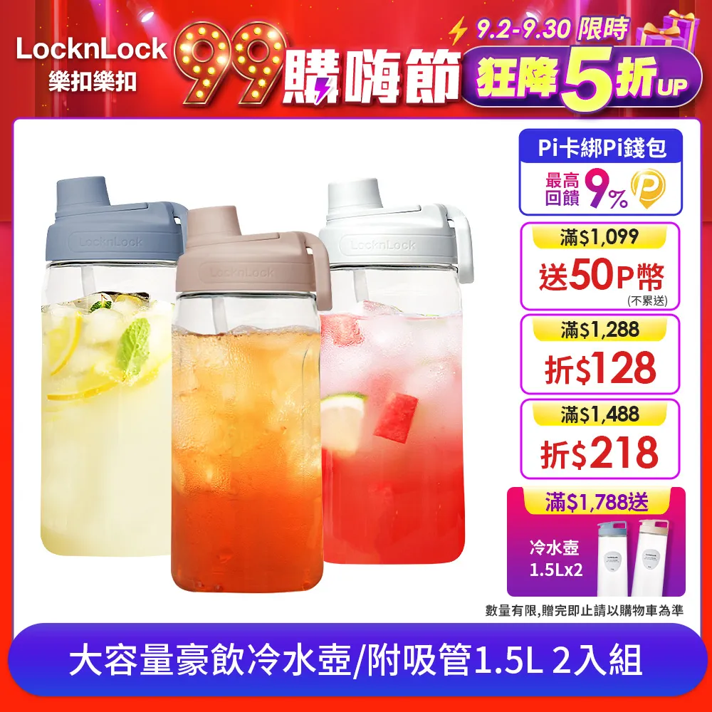 樂扣樂扣 大容量吸管水壺1.2L 藍色 / 2L 黑色 : LOCK&LOCK TRITAN ABF902 ABF903 歷史價格詳細信息