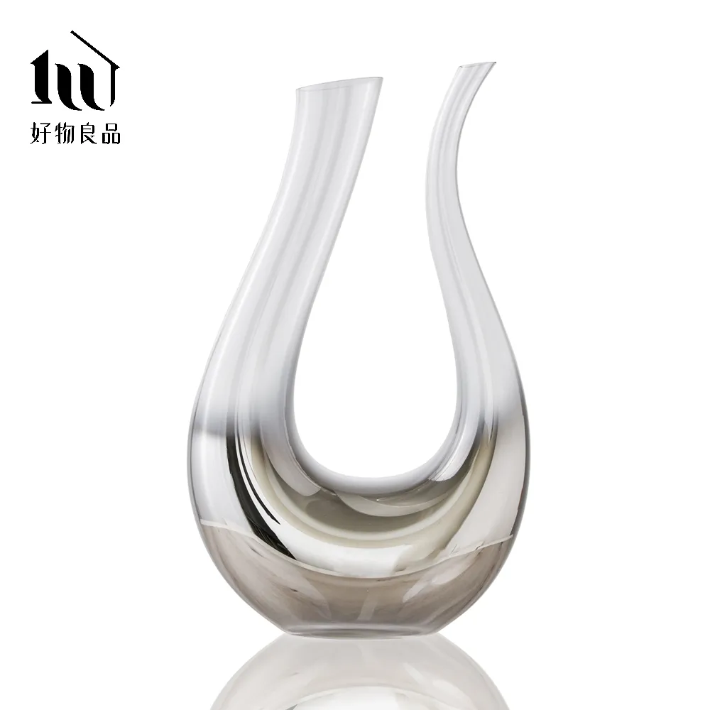 【好物良品】天鵝頸斜口醒酒瓶_銀色漸變玻璃酒杯組 歷史價格詳細信息