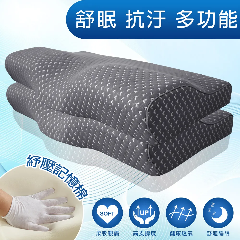 Missya 日本3D釋壓止鼾透氣蝶型枕2入-58x32公分【附贈深藍色枕套2入】 歷史價格詳細信息