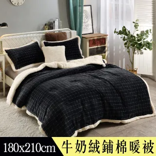 【Betrise沉靜黑】簡約牛奶绒X羊羔绒包邊雙面加厚多功能暖被-大尺寸180X210CM 歷史價格詳細信息