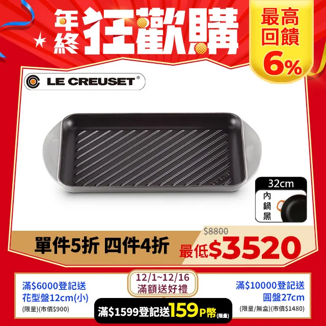 LE CREUSET-琺瑯鑄鐵鍋雙耳長方鍋-附蓋（多色任選） 歷史價格詳細信息