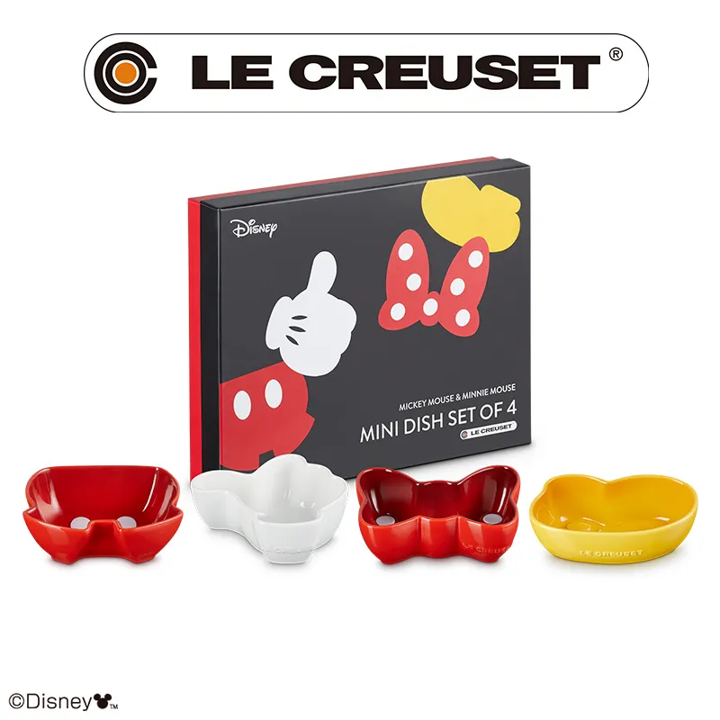 LE CREUSET迪士尼米奇系列迷你媽咪鍋烤盅12cm迷你醬料碟4入組媽咪鐵鍋18cm造型馬克杯2入組造型餐桌用具套組 歷史價格詳細信息