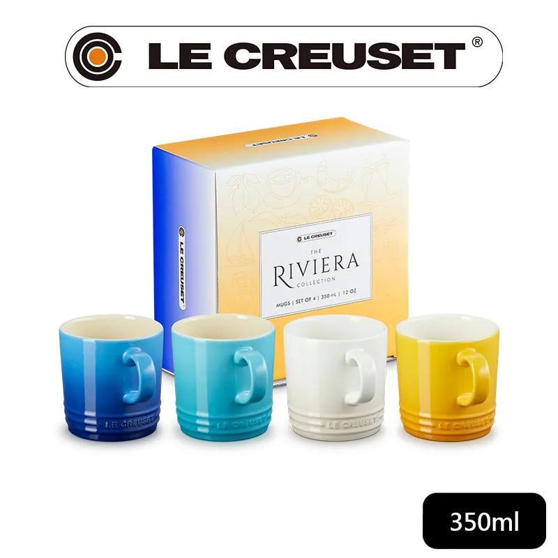 LE CREUSET-瓷器里維埃拉系列英式馬克杯組350ml - 4入組 (地中海藍/加勒比海藍/蛋白霜/杏桃黃) 歷史價格詳細信息