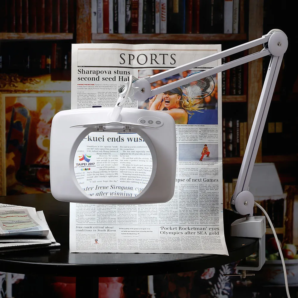 【Hamlet 哈姆雷特】1.8/3D/190x157mm 方型大鏡面LED調光時尚護眼檯燈放大鏡 桌夾式【E066】 歷史價格詳細信息