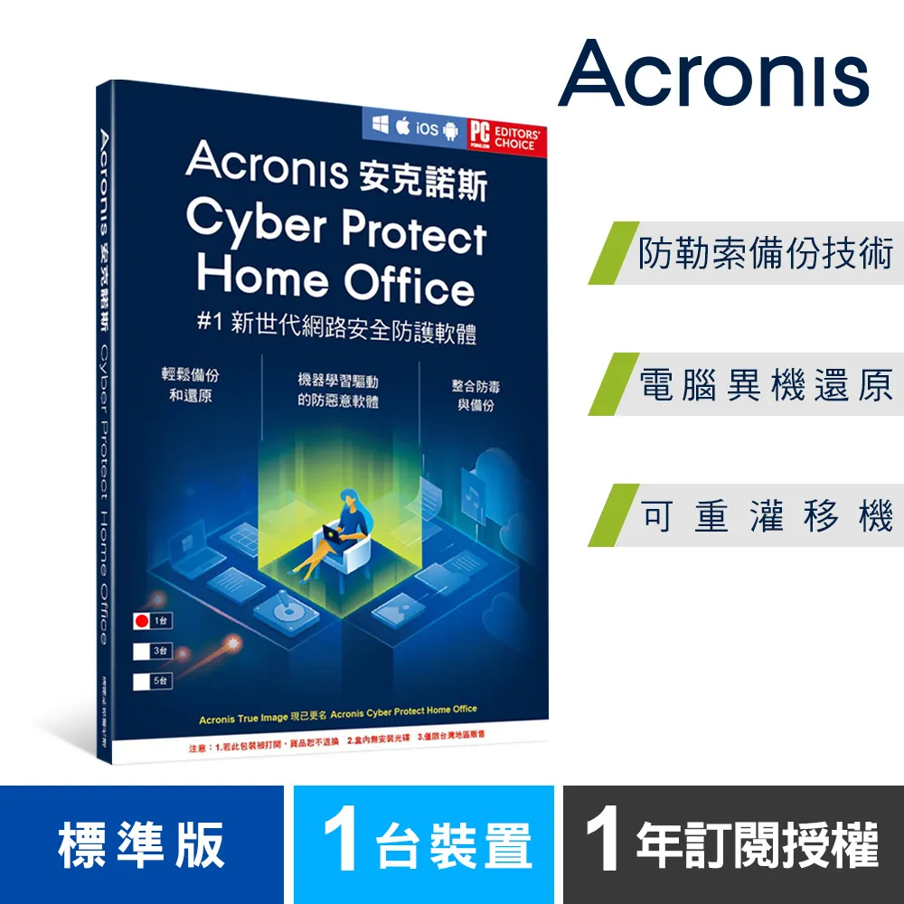 安克諾斯Acronis Cyber Protect Home Office 標準版1年訂閱授權-3台裝置-盒裝版 歷史價格詳細信息
