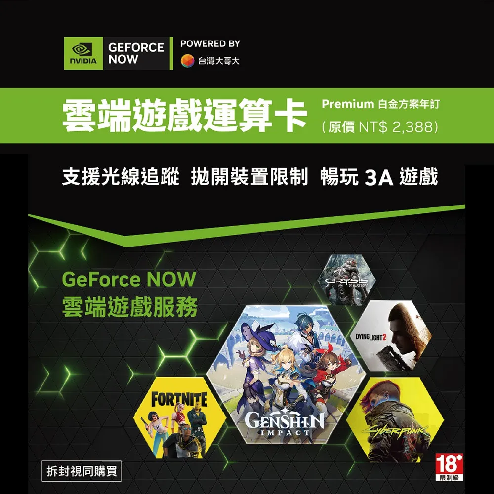 GeForce Now 雲端遊戲運算卡 白金方案 年訂 歷史價格詳細信息