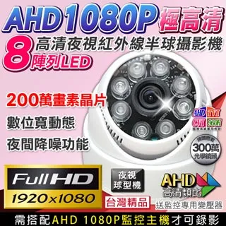 監視器 AHD 1080P 室內半球 8陣列燈攝影機 SONY晶片 紅外線監視器 UTC 百萬高清 監視批發 KN監控 歷史價格詳細信息