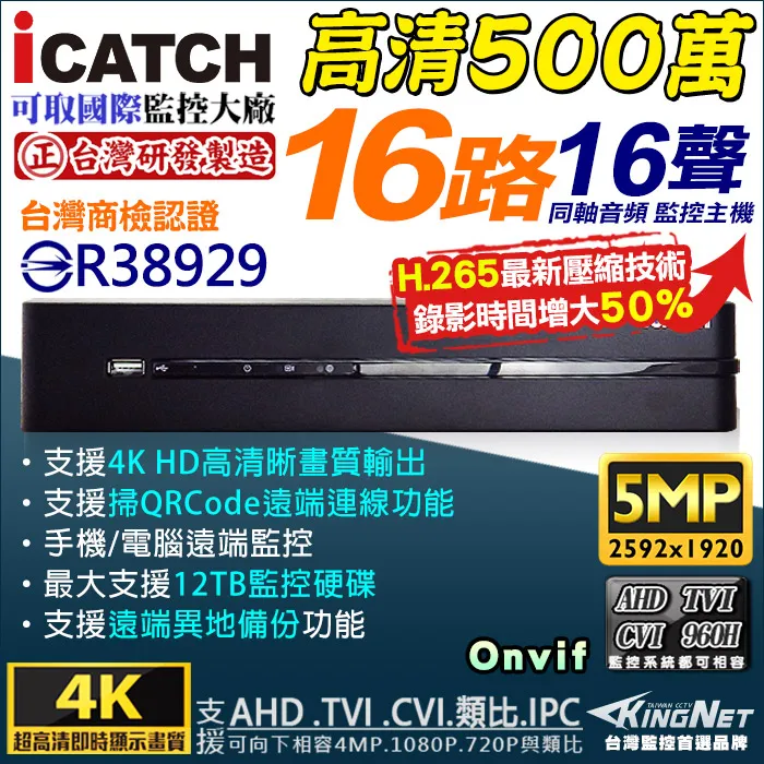 台灣大廠 AHD 1440P 16CH監控主機 歷史價格詳細信息