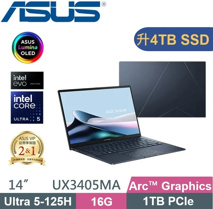 ASUS ZenBook 14 OLED UX3405MA-0132S125H (Ultra 5-125H/16G/1TB PCIe/W11/EVO認證) 歷史價格詳細信息