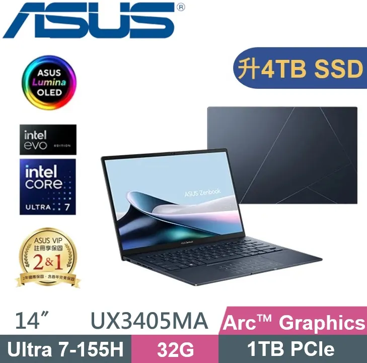 ASUS ZenBook 14 OLED UX3405MA-0152S155H (Ultra 7-155H/32G/2TB PCIe/W11/EVO認證) 特仕款 歷史價格詳細信息