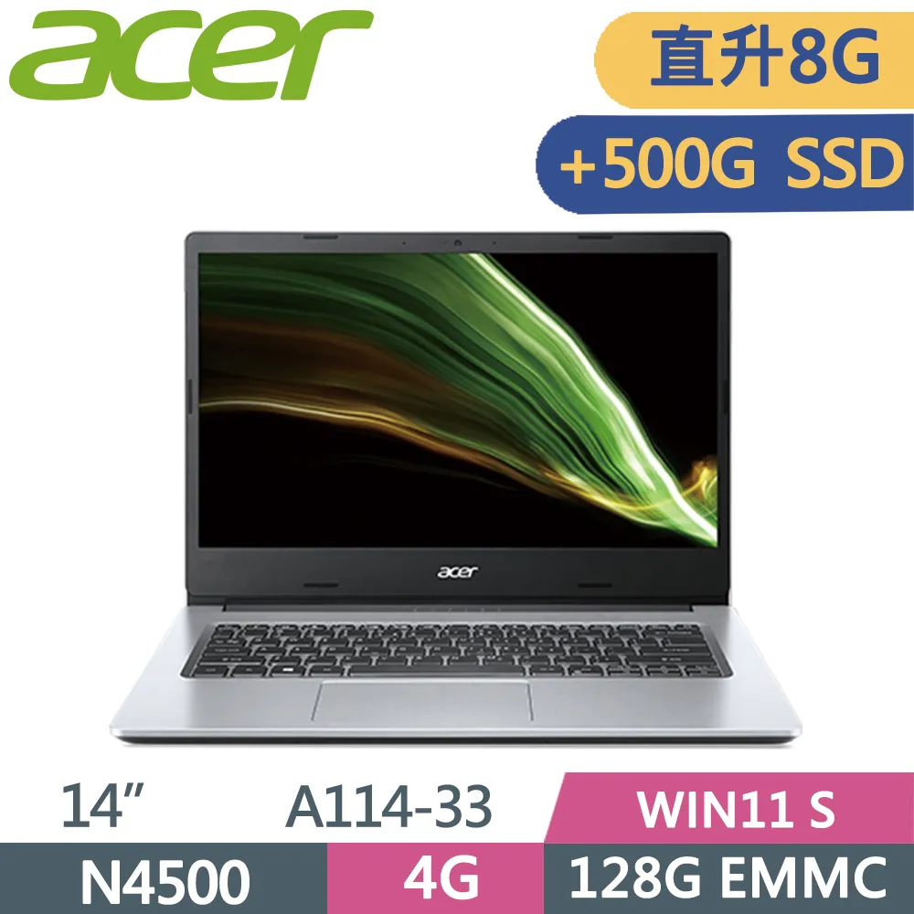 Acer Aspire1 A114-33-C53V 銀(N4500/4G+8G/128G/14 ”HD/Win11)特仕 歷史價格詳細信息
