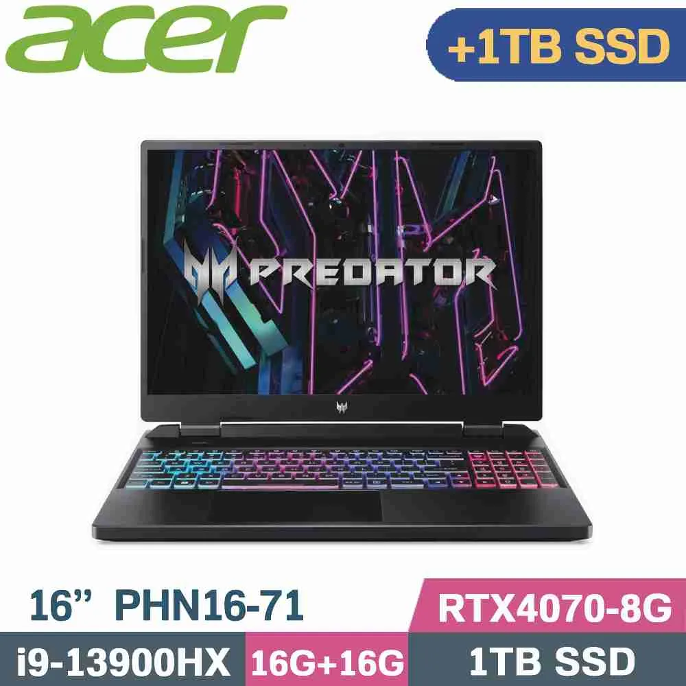 Acer Predator PHN16-71-931B 黑(i9-13900HX/16G+16G/1TB+2TB SSD/RTX4070/W11/16)特仕筆電 歷史價格詳細信息