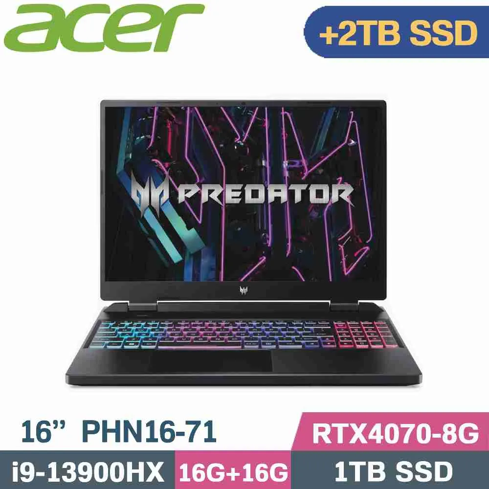 ACER Predator PHN16-71-931B  黑(i9-13900HX /16+16G/RTX4070-8G/1TB PCIe/W11/WQXGA/165Hz/16) 歷史價格詳細信息