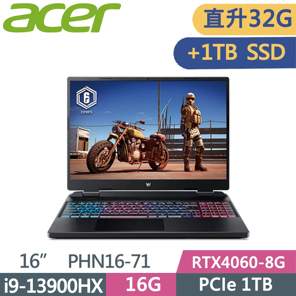 ACER PHN16-71-91QX(i9-13900HX/16G DDR5/1TB PCIe/RTX4060 8G/WIN11/WUXGA165Hz/16吋)電競筆電 歷史價格詳細信息