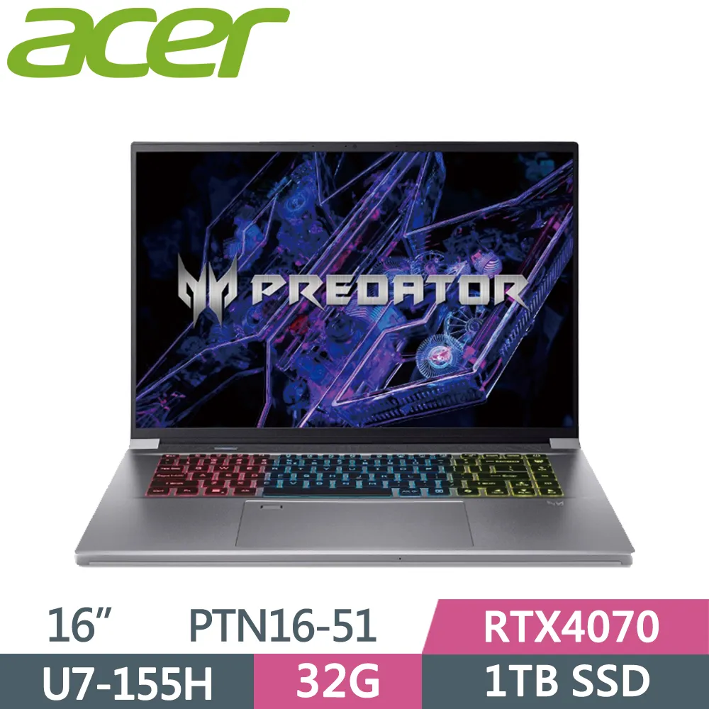 ACER Predator Triton PTN16-51-73KS 銀(Ultra 7-155H/32G/1T+1T SSD/RTX4070/W11/165Hz/16)特仕 歷史價格詳細信息