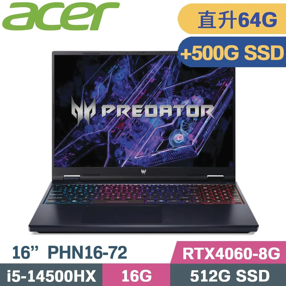 ACER Predator Helios Neo PHN16-72-517P(i5-14500HX/16G/512G/RTX4060 8G/16吋WQXGA)電競筆電 歷史價格詳細信息