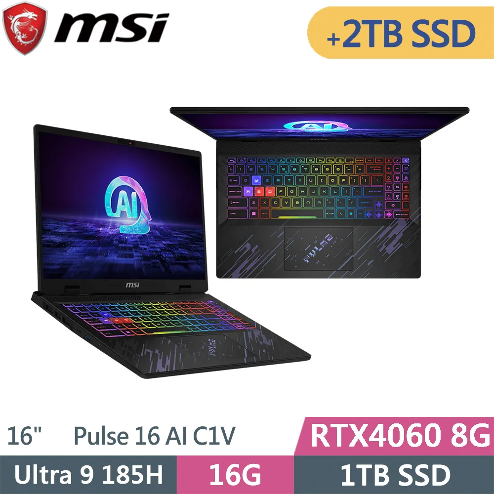 MSI微星 Pulse 16 AI C1VFKG-015TW(Ultra9-185H/16G+16G/1TB+1TB/RTX4060/QHD/16吋/二年保)特仕 歷史價格詳細信息
