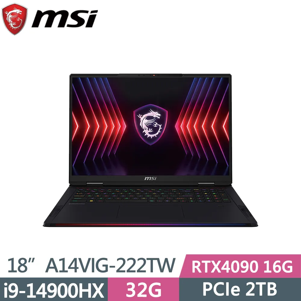 MSI Raider 18 HX A14VIG-222TW 黑(i9-14900HX/32G*4/2TB/RTX4090 16G/18吋UHD+/W11P)特仕 歷史價格詳細信息