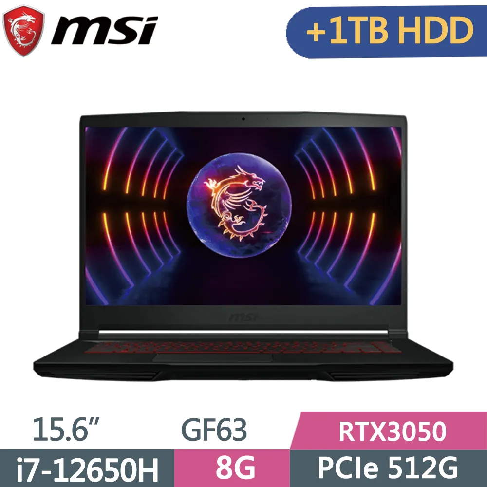 MSI 微星 GF63 12UC-657TW 黑 (i5-12450H/8G+16G/512G+500G SSD/RTX3050/W11/15.6)特仕筆電 歷史價格詳細信息