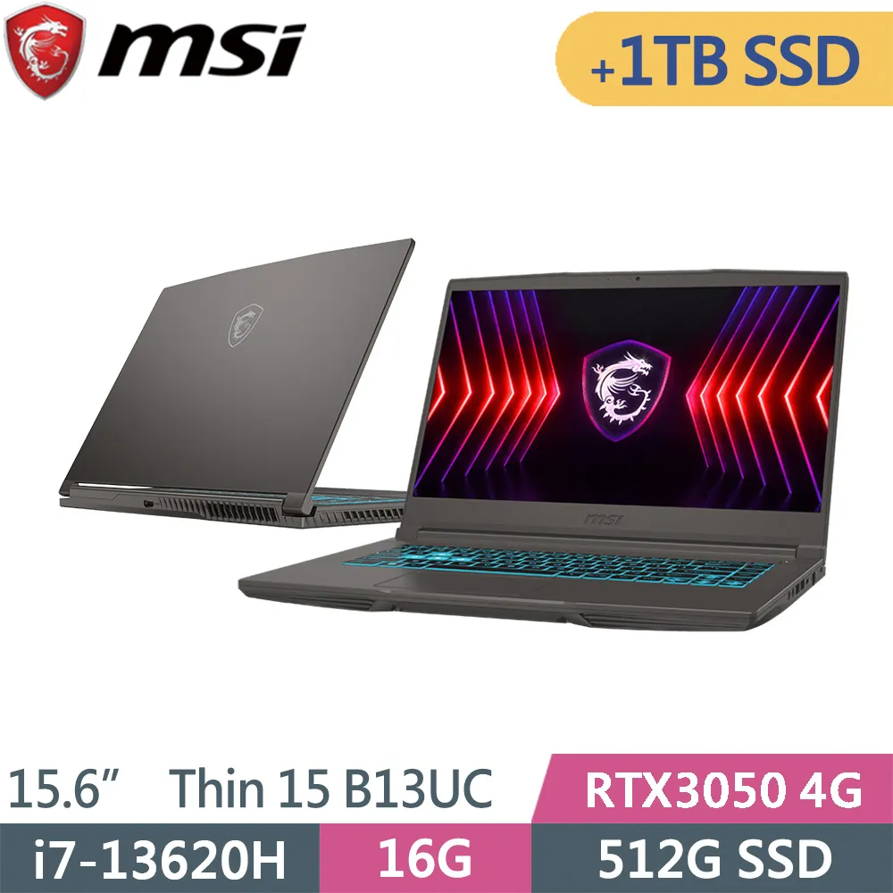 msi微星 Thin 15 B13UC-1418TW-SP4 灰(i7-13620H/16G+16G/1TB+1TB SSD/RTX3050/W11/15.6)特仕 歷史價格詳細信息