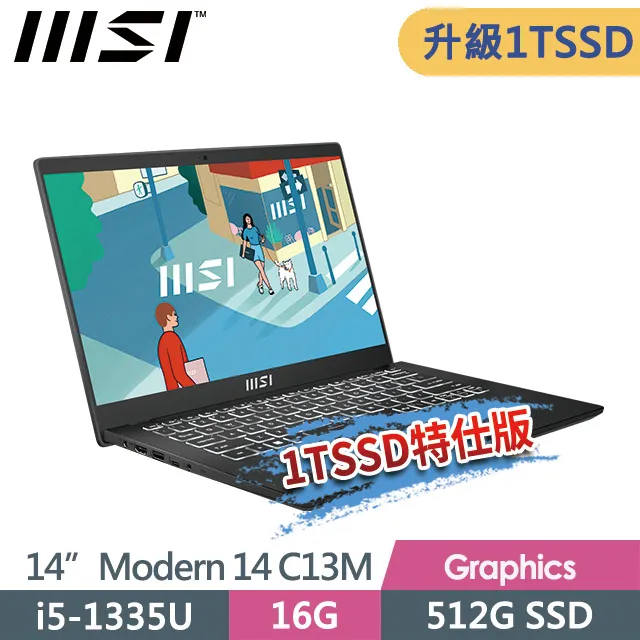 MSI Modern 14 C13M-1063TW 經典黑(i5-1335U/16G/512G SSD/14吋FHD/Win11)商務筆電 歷史價格詳細信息