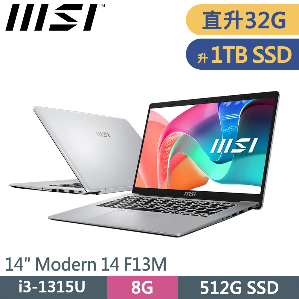 MSI 微星 Modern 14 F13MG-044TW 黑(i3-1315U/8G/512 SSD/W11/FHD/14) 歷史價格詳細信息