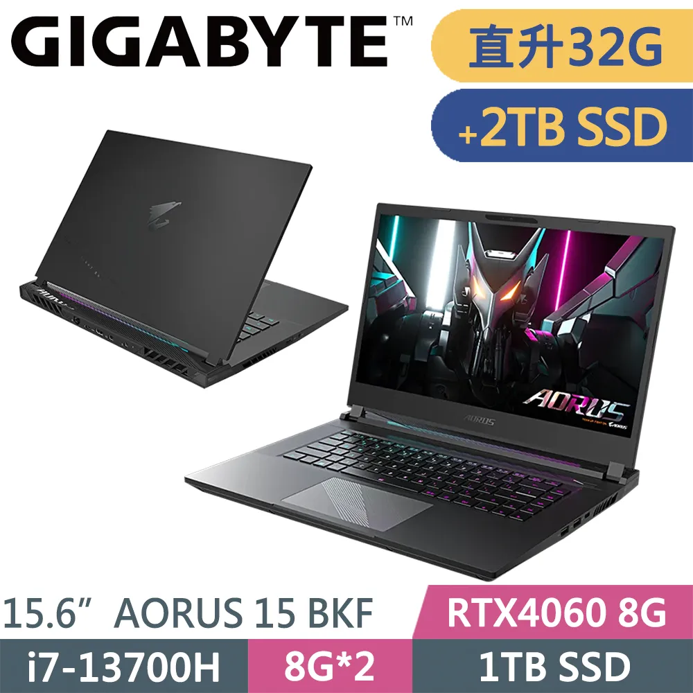 技嘉 AORUS 15 BKF-73TW754SH-SP4 黑(i7-13700H/32G/1TB+1TB SSD/RTX4060 8G/W11/15.6)特仕 歷史價格詳細信息