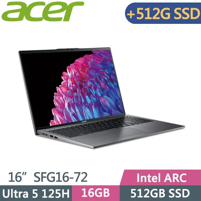 Acer Swift Go SFG16-72(Ultra 5 125H/32G/4.5TB/16吋/W11)特仕 歷史價格詳細信息