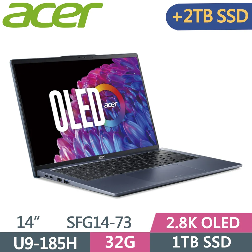 ACER Swift GO SFG14-73-91F9 藍(Ultra 9-185H/32G/1T+1T SSD/W11/2.8K OLED/14)特仕 歷史價格詳細信息