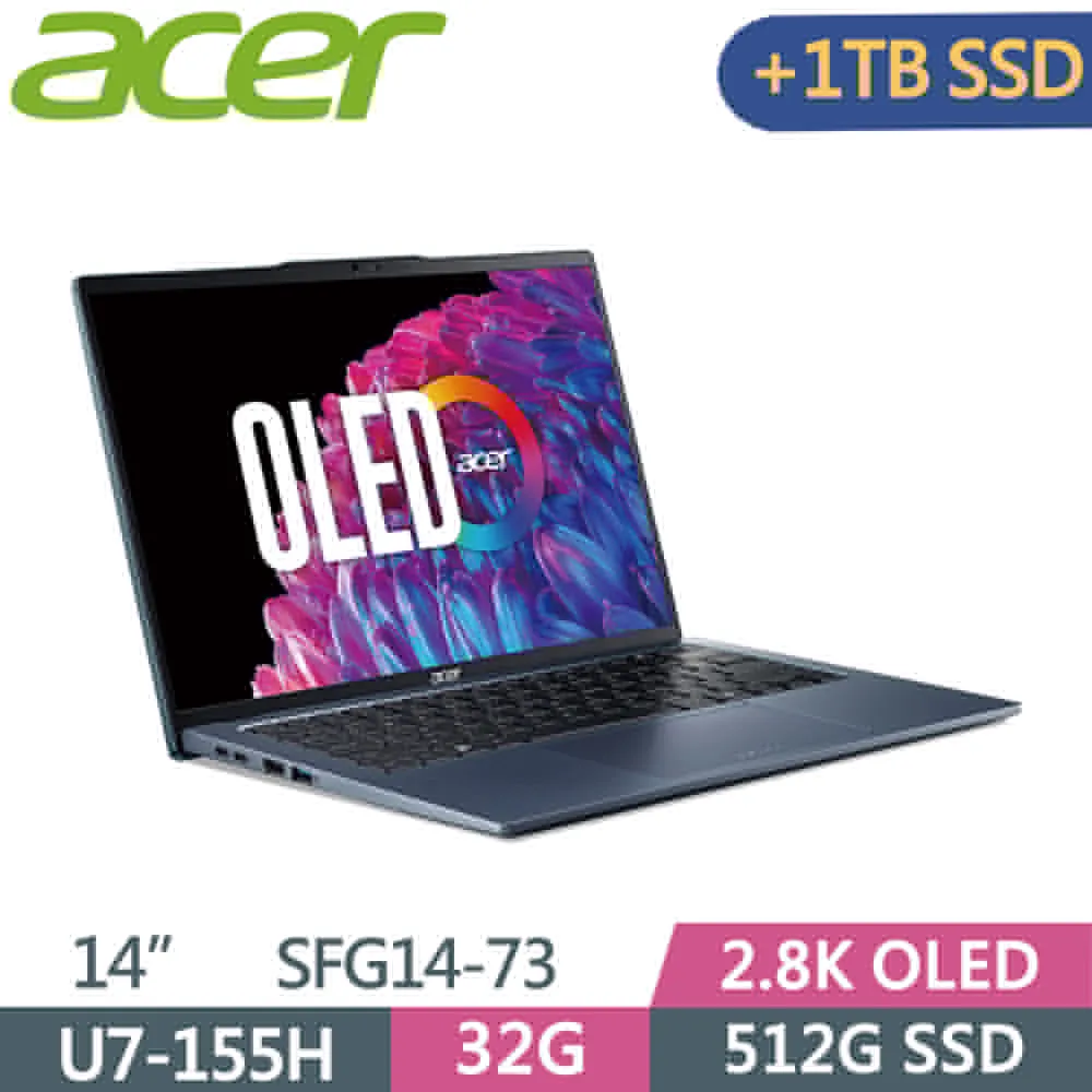 ACER Swift GO SFG14-73-57U5 銀(Ultra 5 125H/32G/512G PCIe/W11/2.8K OLED/14) 歷史價格詳細信息