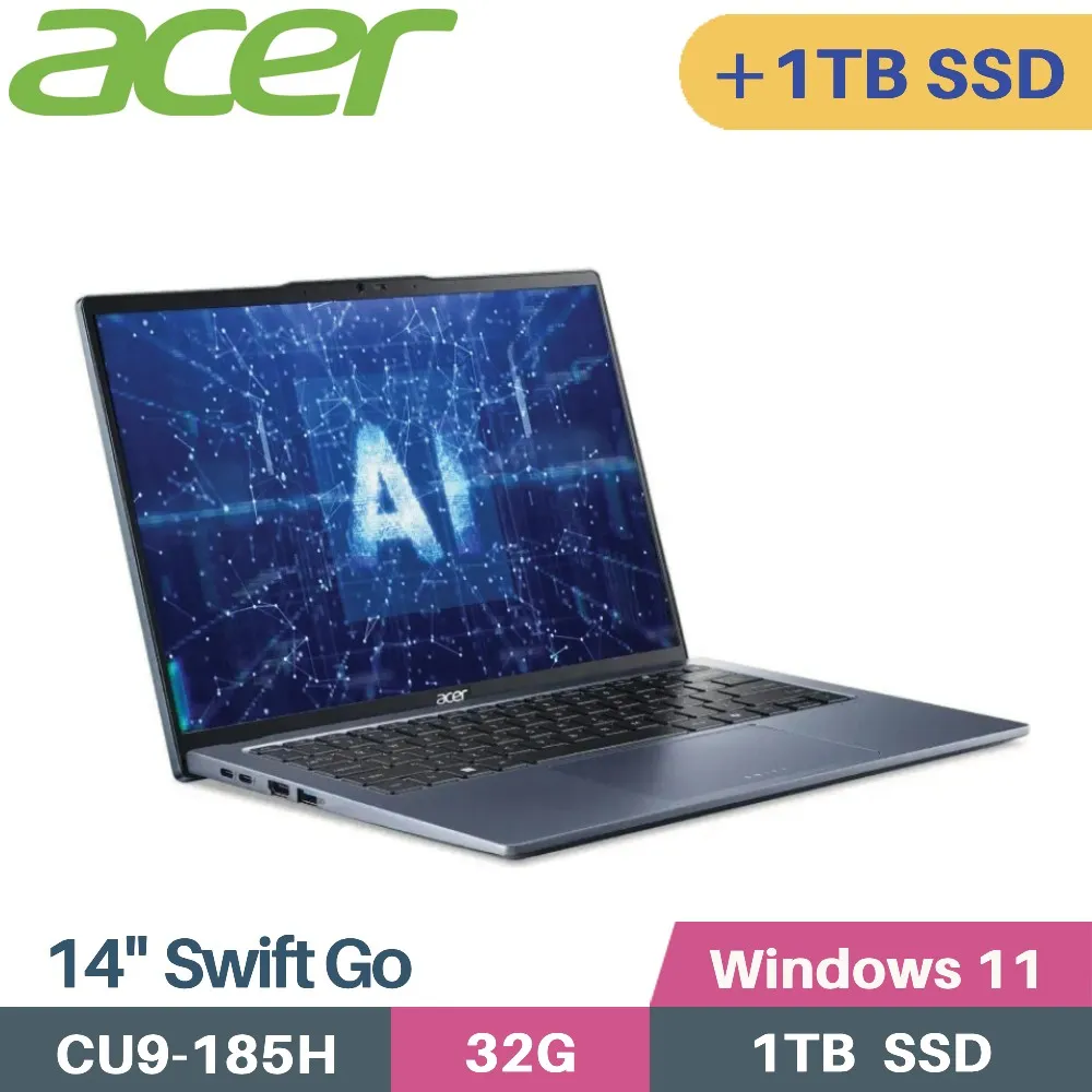 ACER Swift GO SFG14-73-91F9 藍(Ultra 9-185H/32G/1T+1T SSD/W11/2.8K OLED/14)特仕 歷史價格詳細信息