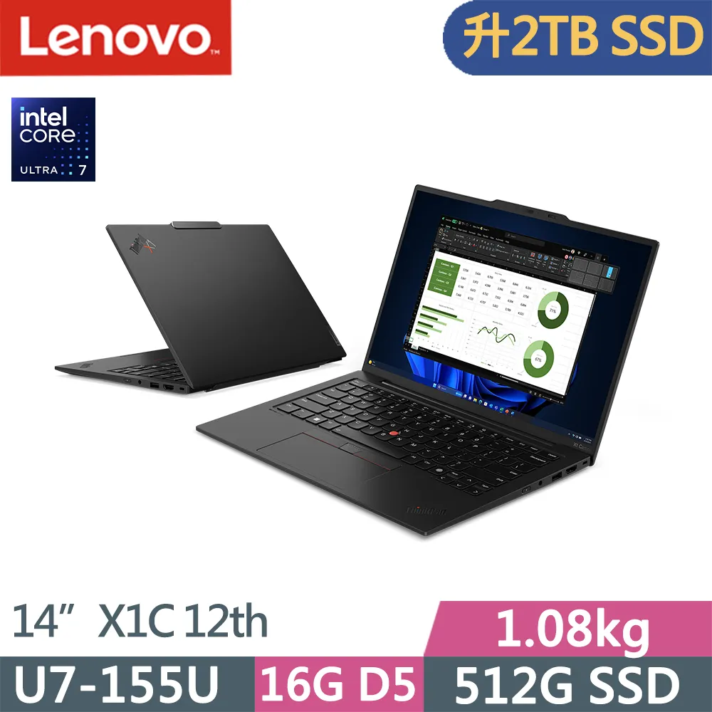 Lenovo ThinkPad X1C 12th 黑(Ultra 7 155H/32G/2TB SSD/14吋WUXGA/W11P/EVO)特仕 歷史價格詳細信息