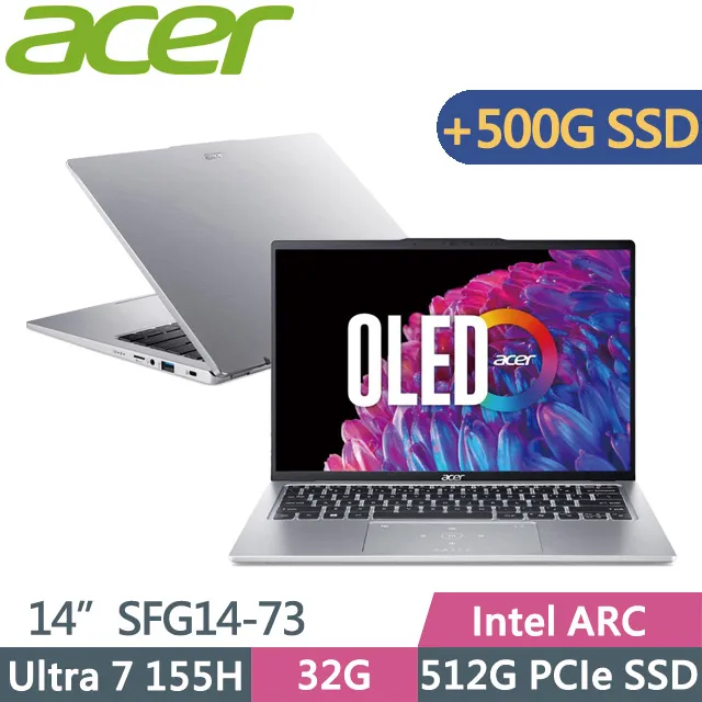 ACER Swift GO SFG14-73-790E 銀(Ultra 7 155H/32G/512G PCIe/W11/2.8K OLED/14) 歷史價格詳細信息