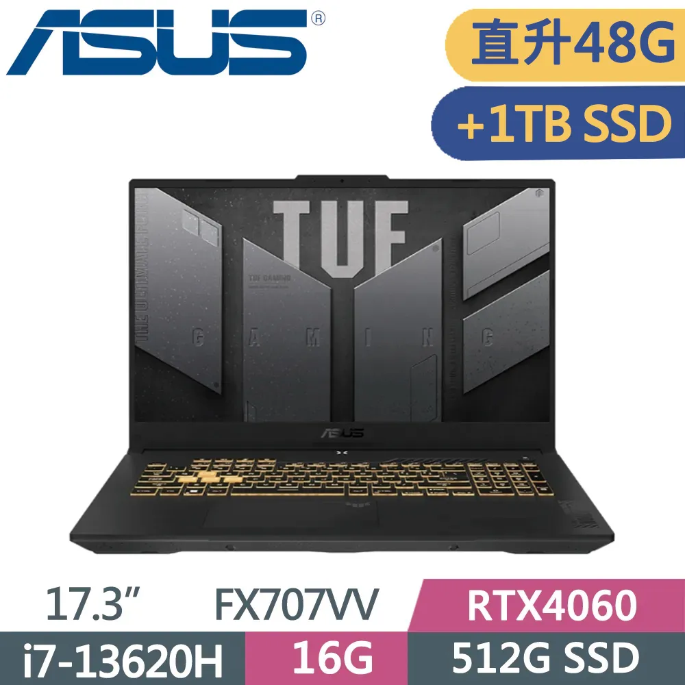 ASUS TUF Gaming F17 FX707VV-0042B13620H(i7-13620H/16G+16G/512G+1TB SSD/RTX4060)特仕福利品 歷史價格詳細信息