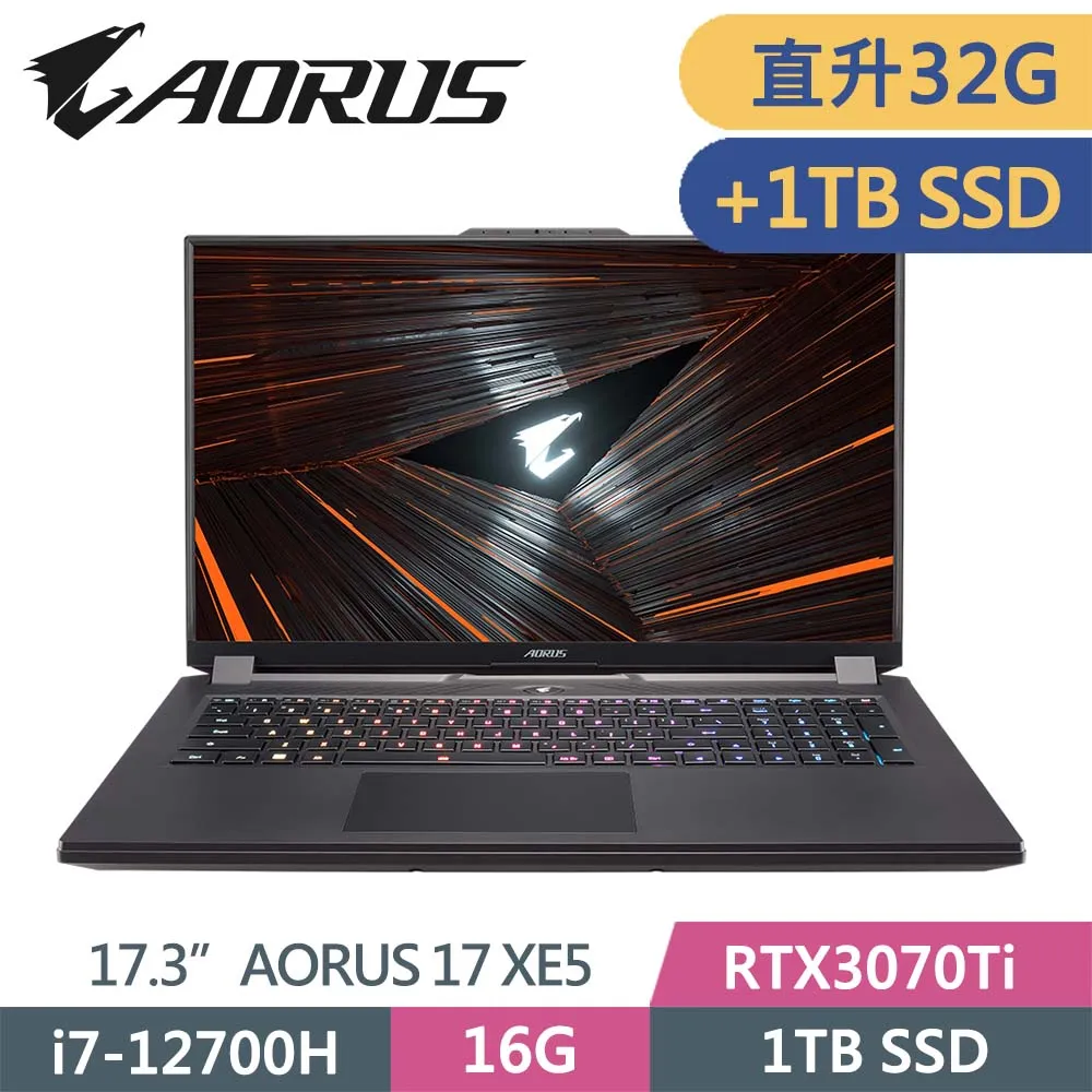 GIGABYTE AORUS 17 XE5(i7-12700H/16G+16G/1TB+1TB/RTX3070Ti/17.3/FHD/360Hz/W11)特仕 歷史價格詳細信息