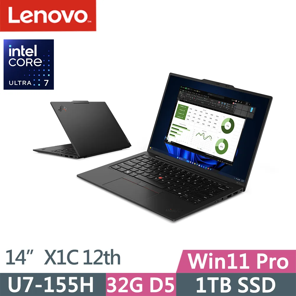 Lenovo ThinkPad X1C 12th 黑(Ultra 7 155H/32G/2TB SSD/14吋WUXGA/W11P/EVO)特仕 歷史價格詳細信息