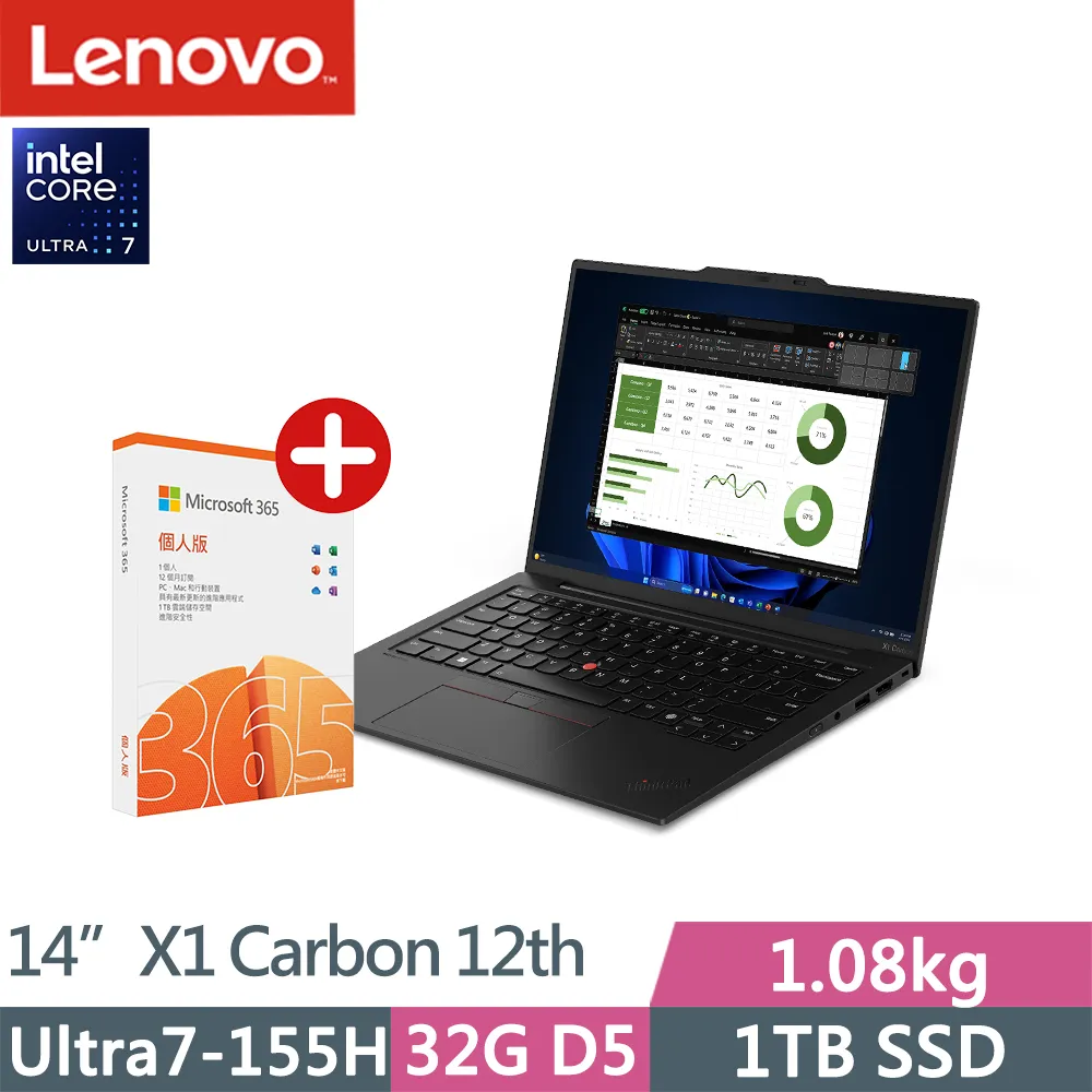 Lenovo ThinkPad X1C 12th(Ultra7-155H/16G D5/1TB/WUXGA/IPS/400nits/W11P/Evo/14吋/三年保)特仕 歷史價格詳細信息