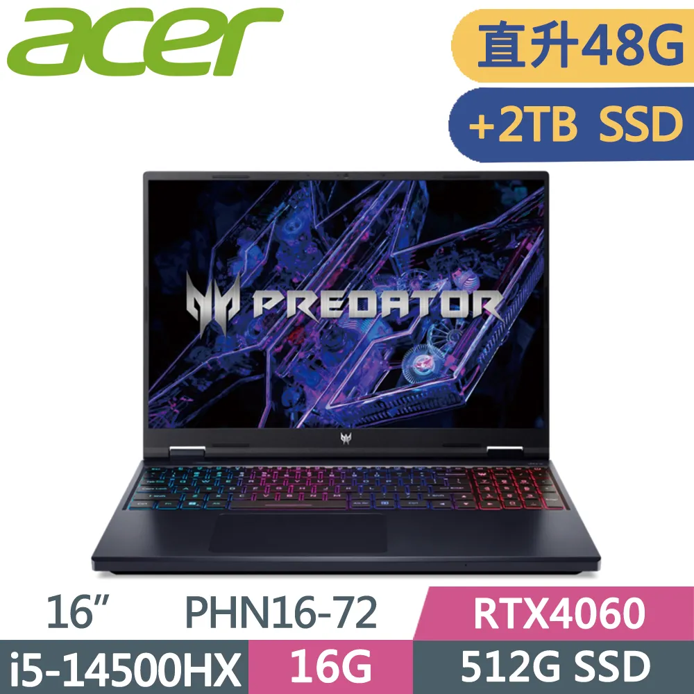 ACER Predator PHN16-72-5984 黑(i5-14500HX/16G+32G/512G/RTX4060/WUXGA/165Hz/16)特仕 歷史價格詳細信息