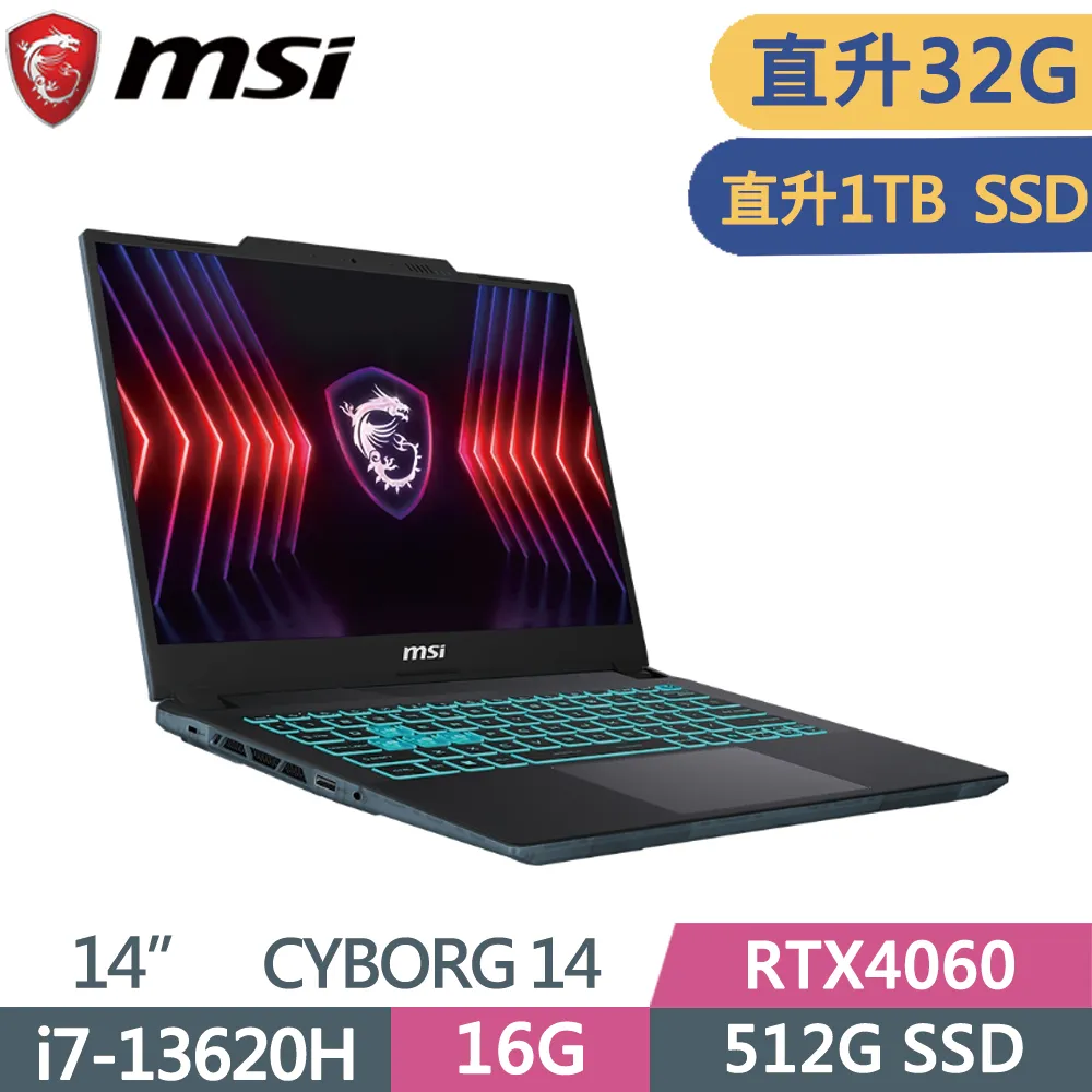 MSI微星 Cyborg 14 A13VF-026TW(i7-13620H/16G/RTX4060-8G/512G SSD/W11/FHD+/144Hz/14)筆電 歷史價格詳細信息