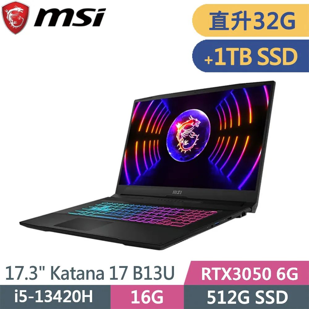 MSI 微星 Katana 17 B13UDXK-1418TW 黑(i5-13420H/32G+32G/512G+2TB/RTX3050/W11/17.3)特仕筆電 歷史價格詳細信息