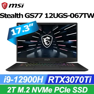 MSI Stealth GS77 12UGS-067TW 微星12代纖薄黑魂電競筆電+office365一年/i9-12 歷史價格詳細信息