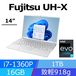 Fujitsu UH-X FPC02717LK 銀白色(i7-1360P/16GB/1TB/W11H/WUXGA/14) 歷史價格詳細信息