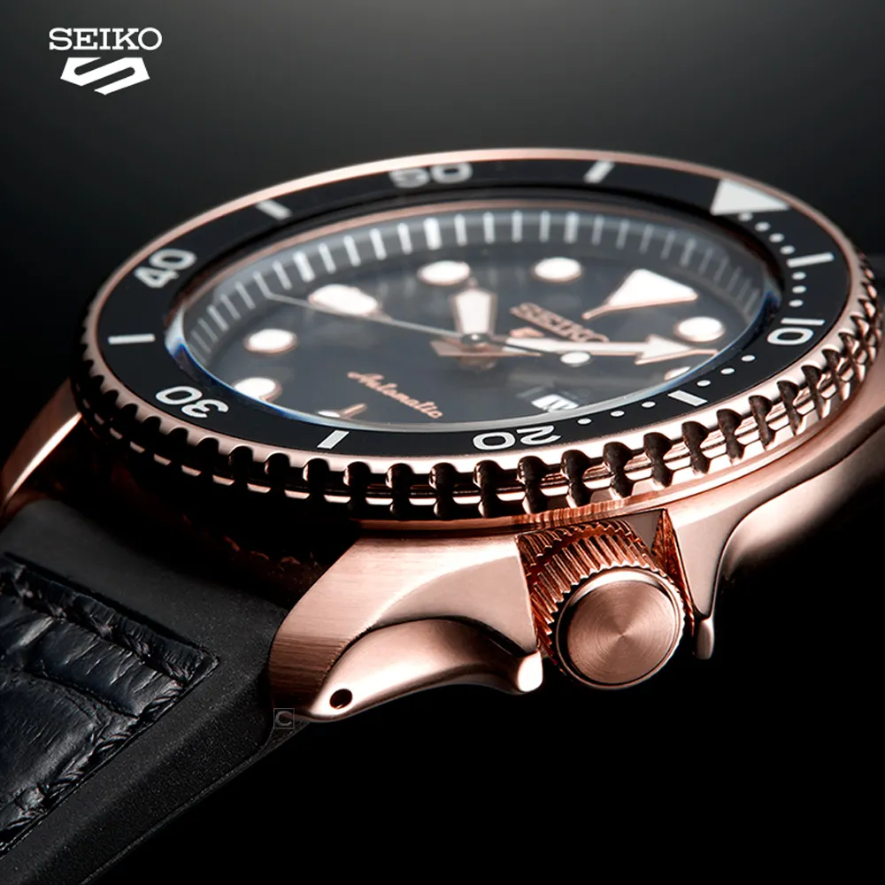 SEIKO 精工 SRPD76K1手錶 玫金框 黑色壓紋膠帶 夜光 手自動上鍊 機械 男錶【錶飾精品】 歷史價格詳細信息