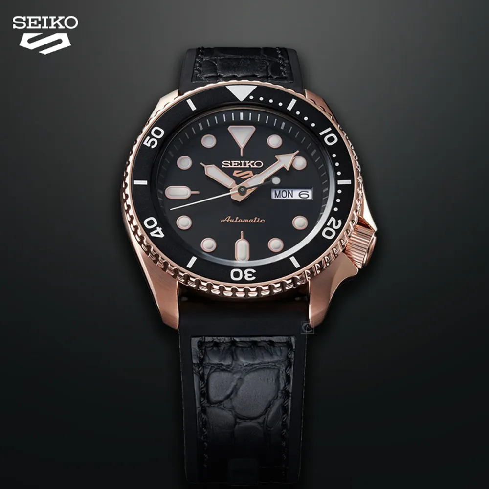 SEIKO 精工 SRPD76K1手錶 玫金框 黑色壓紋膠帶 夜光 手自動上鍊 機械 男錶【錶飾精品】 歷史價格詳細信息