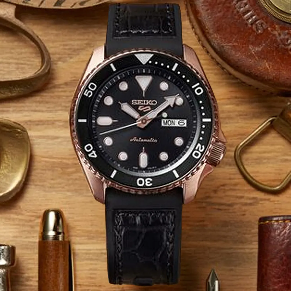 SEIKO 精工 SRPD76K1手錶 玫金框 黑色壓紋膠帶 夜光 手自動上鍊 機械 男錶【錶飾精品】 歷史價格詳細信息