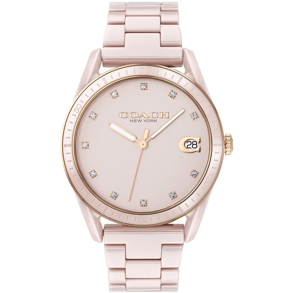 【COACH】優雅貝面晶鑽腕錶-34mm/半金(14503833) 歷史價格詳細信息